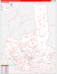 Utica-Rome Metro Area Wall Map Red Line Style 2026